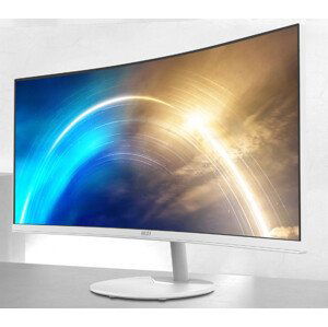 MSI monitor PRO MP341CQW, 34" zakřivený /3440x1440 (UWQHD)/VA LED/1ms/3000:1/300cd/m2/100Hz /2 x HDMI/DP/bílý