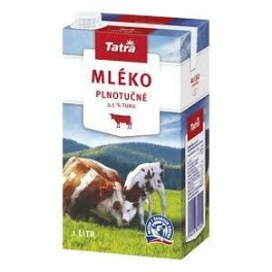 Mléko plnotučné Tatra 3,5% 1L s víčkem / prodej po balení