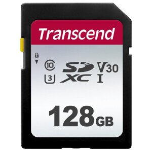 TRANSCEND SDXC karta 128GB 300S, UHS-I U3 V30 (R:100W:25 MB/s)