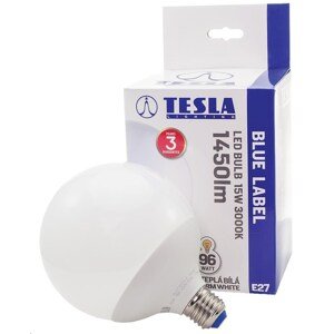 Tesla - LED žárovka GLOBE E27, 15W, 230V, 1450lm, 30 000 hod, 3000K teplá bílá, 300°