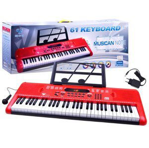 mamido Klávesy keyboard s mikrofonem 61 kláves červené