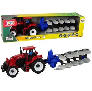 mamido Traktor s pluhem Farma červený