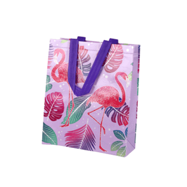 mamido Dárková taška Flamingo 30,5cm x 24,5cm x 10cm fialová