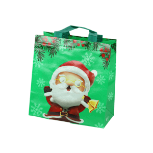 mamido Dárková taška s motivem Santa Claus 23cm x 21,5cm x 11cm zelená