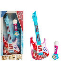 mamido Elektrická kytara s mikrofonem růžovo-modrá POŠKOZENÝ OBAL