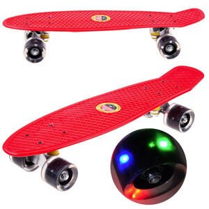 mamido Pennyboard se svítícími LED kolečky červená