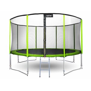 mamido Trampolína s ochrannou sítí a žebříkem 427 cm zelená