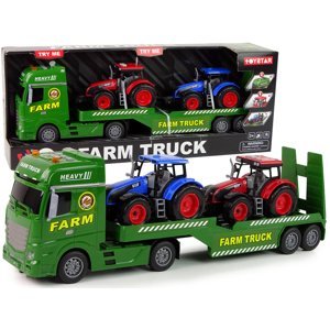mamido Nákladní auto se dvěma traktory zelené