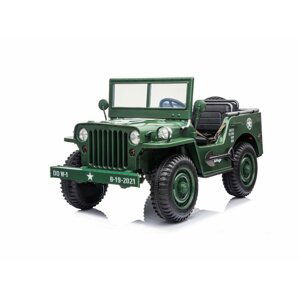 mamido Dětský elektrický Jeep Willys 4x4 třímístný zelený