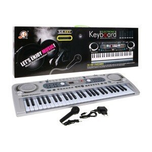 mamido Dětský keyboard s mikrofonem nahráváním USB stříbrný MQ824USB
