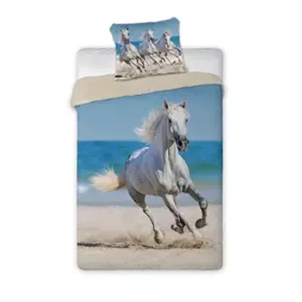 FARO Bavlněné povlečení - Kůň na pláži - 140 x 200 cm + 70 x 90 cm - Faro