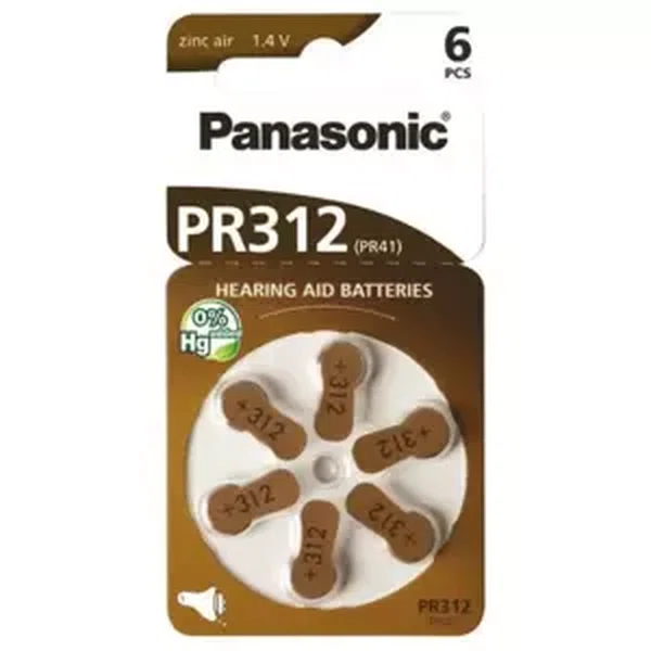 Baterie pro audioprotetiku - 6x PR-312B6 - Panasonic