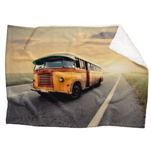 IMPAR Fleecová deka Retro autobus 150x120 cm (Rozměr : 150 x 120 cm, Podšití beránkem: ANO)