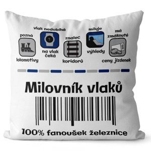 Polštář Milovník vlaků 100% (Velikost: 55 x 55 cm)