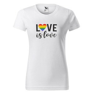 Tričko LBGT Love is love (Velikost: S, Typ: pro ženy, Barva trička: Bílá)