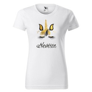 Tričko Nevěsta – unicorn (dámské) (Velikost: XS, Barva trička: Bílá)