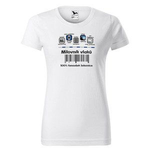 Tričko Milovník vlaků 100% (Velikost: 2XL, Typ: pro ženy, Barva trička: Bílá)