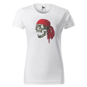 Tričko Pirate skull (Velikost: XS, Typ: pro ženy, Barva trička: Bílá)