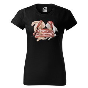 Tričko Zajíčci ve svetru (Velikost: M, Typ: pro ženy, Barva trička: Černá)