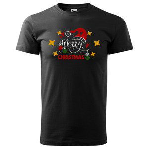 Tričko Merry Christmas (Velikost: 4XL, Typ: pro muže, Barva trička: Černá)