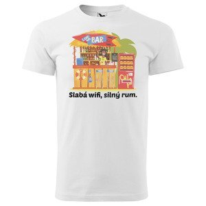 Tričko Slabá wi-fi, silný rum (Velikost: L, Typ: pro muže, Barva trička: Bílá)