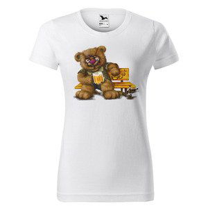 Tričko Medvěd alkoholik (Velikost: XS, Typ: pro ženy, Barva trička: Bílá)