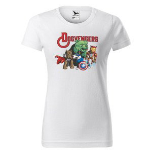 Tričko Dogvengers (Velikost: S, Typ: pro ženy, Barva trička: Bílá)