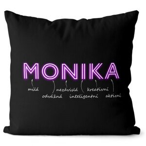 Polštář Ženská jména - NEON (Velikost: 40 x 40 cm, Jméno: Monika)