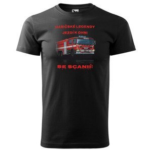 Tričko Hasičské legendy – Scania (pánské) (Velikost: L, Barva trička: Černá)