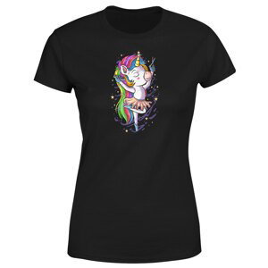 Tričko Unicorn kadeřnice – dámské (Velikost: XS, Barva trička: Černá)