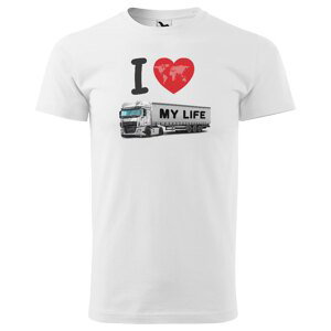 Pánské tričko Kamion – my Life (Velikost: XL, Barva trička: Bílá, Barva kamionu: Bílá)