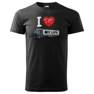 Pánské tričko Kamion – my Life (Velikost: S, Barva trička: Černá, Barva kamionu: Černá)