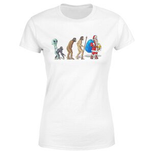 Tričko Evoluce – Santa Claus (Velikost: S, Typ: pro ženy, Barva trička: Bílá)