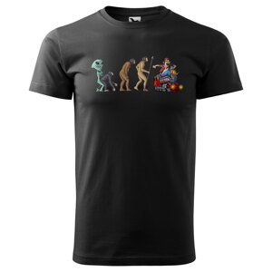 Tričko Evoluce milovníka vlaků (Velikost: XS, Barva trička: Černá)