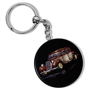 Kulatá klíčenka Citröen Traction Avant Brown