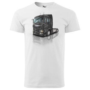 Pánské tričko Kamion – výběr barvy (Velikost: L, Barva trička: Bílá, Barva kamionu: Černá)
