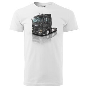 Pánské tričko Kamion – výběr barvy (Velikost: L, Barva trička: Bílá, Barva kamionu: Černá)