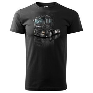 Pánské tričko Kamion – výběr barvy (Velikost: L, Barva trička: Černá, Barva kamionu: Černá)