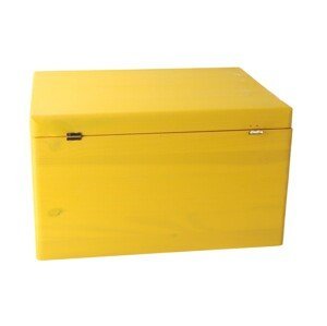 Dřevěný box s víkem 40 x 30 x 23 cm - žlutý - poškozené panty