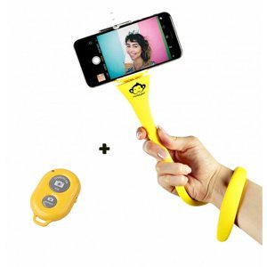 MONKEYSTICK silikonový selfie držák + bluetooth spoušť žlutý