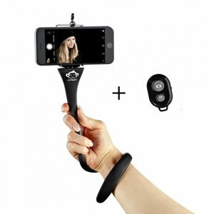 MONKEYSTICK silikonový selfie držák + bluetooth spoušť černý