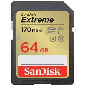 SANDISK SDXC 64GB EXTREME 170 MB/s UHS-I, Class 10, U3, V30