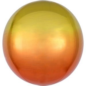 Foliový balonek koule Ombre Orbz žlutá a oranžová 40 cm