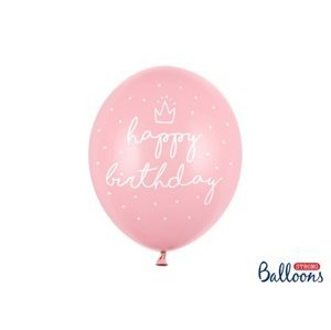 Latexové balonky Happy Birthday světle růžové 30 cm - 6 ks