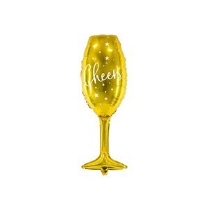 Foliový balonek sklenka sektu - zlatá Cheers 80 cm
