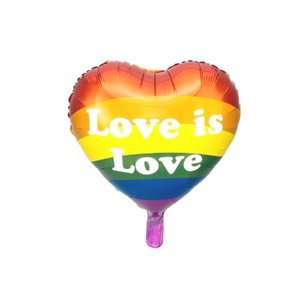 Foliový balonek srdce Duhové Láska je láska 35 cm - balený