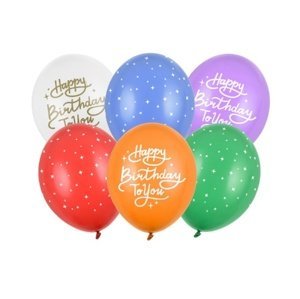 Latexové balonky hvězdičky - Happy Birthday To You 30 cm - 6 ks