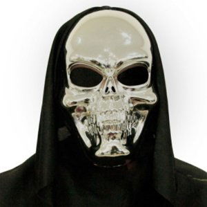 Halloweenská maska - Lebka - stříbrná