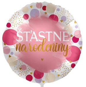 Foliový balonek Šťastné narodeniny SK - Pink Birthday 43 cm