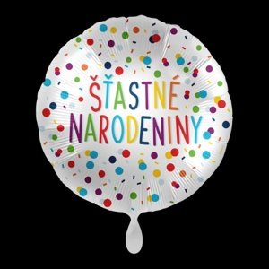 Foliový balonek Šťastné narodeniny SK - Confetti Birthday - 43 cm